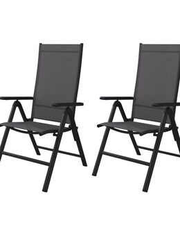7-Fach Alu-Hochlehner Gartenstuhl Set 2 Stück schwarz/anthrazit - Wuppertal
