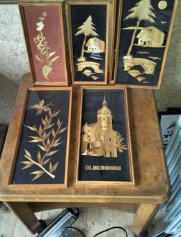 Holzschnitzkunst, Pyramide, Räuchermännchen, Leuchter, Intarsienbilder - Stansstad