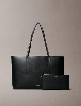 Calvin Klein Henkeltasche FOIL LOGO TOTE W/POUCH (2-tlg), Damen-Schultertasche mit Reißverschluss-Tasche