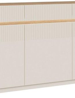 FORTE Sideboard Oak Squere, Sideboard, Beleuchtung, Soft Close, Lamellenoptik