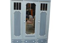 Kleiderschrank Jugendstil Weichholz 3 Türen 3 Schubladen, Shabby Meerschaumblau - Sinzig
