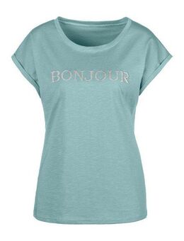 Vivance T-Shirt mit Frontdruck "Bonjour" (2er-Pack) aus weicher Baumwoll-Qualität