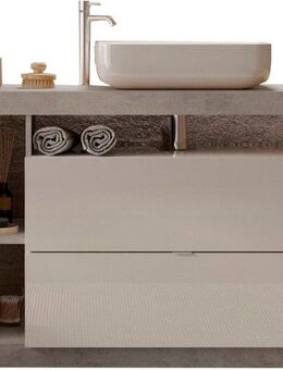 welltime Waschtisch Hamburg, 2 Schubkästen, Breite 110 cm, Soft-Close, inkl. Keramik-Aufsatzbecken