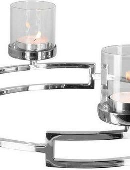 Fink Kerzenleuchter HOMMAGE, Weihnachtsdeko (1 St), silberfarben - aus Edelstahl und Glas, 4-flammig, Adventsleuchter