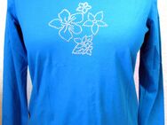 Edles Shirt / Pullover Gr. 40 Eugen Klein - azurblau - Blumenmotiv - Neu mit Etikett - Biebesheim (Rhein)