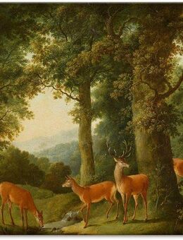 Artland Leinwandbild Waldlandschaft mit Rotwild. Um 1760/70, Wald (1 St), auf Keilrahmen gespannt