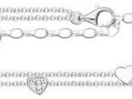 THOMAS SABO Fußkette mit Herzen und weiße Steine, AK0040-051-14-L27V