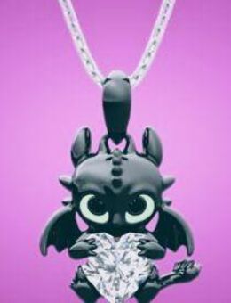 Toothless Gem Stone Baby Dragon Kette - Moers