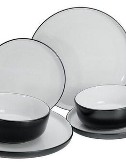 CreaTable Teller-Set Nordic Cool Black, Tellerset 12-tlg (12-tlg), 4 Personen, Steinzeug, Scandi-Style