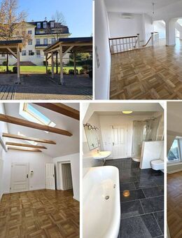 Wohntraum mit Seeblick! 5-Raum-DG-Maisonette mit Lift, Kamin, XL-Carport, EBK, Sauna u.v.a.m. - Markkleeberg