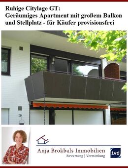 Ruhige Citylage GT: Geräumiges Apartment mit großem Balkon und Stellplatz - für Käufer provisionsfrei - Gütersloh