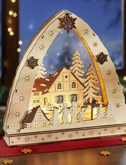 Fenster Leuchter Lichterbogen Familie im Schnee Weihnachten 17719 - Birkenfeld (Baden-Württemberg)