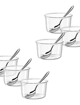 LEONARDO Schale VETRO, Ø 9 cm, 6 Schalen + 6 Eislöffel, Glas, (Set, 12-tlg), spülmaschinengeeignet