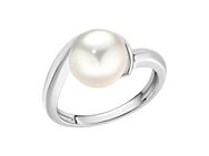 Zeeme Fingerring Silber 925 rhodiniert mit einer weißen Perle 9,5-10mm
