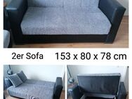 2-Sitzer Sofa und Sessel - grau-schwarz - mit Liegefunktion und Staukasten - Berlin