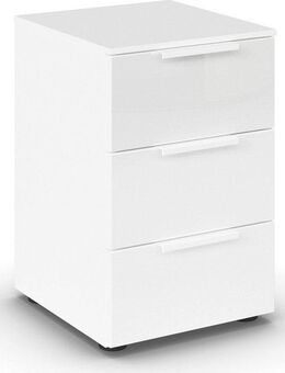 rauch Nachtkommode Nachttisch Nachtschrank Nachtkonsole FLIPP mit Glasfront (Breite 40 cm), mit 3 Schubladen und Soft-Close-Funktion sowie Glasfront