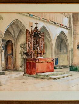 Meister-Aquarell ELLEN JOLIN (1854), Franziskanerkirche in Rothenburg 1899!! - Berlin