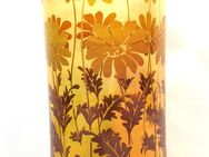 Vase aus Glas - Glasvase - 70er Jahre - getönt - mit Blumenmotiv in gelb-braun - Biebesheim (Rhein)