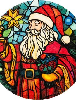 wash+dry by Kleen-Tex Fußmatte Stainglass Santa, rechteckig, Höhe: 9 mm, waschbar und trocknergeeignet