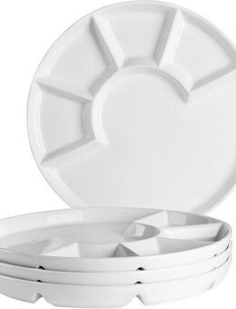 MÄSER Fondueteller Fondueteller Ø 24 cm, aus Porzellan, (4 St), Geschirr-Set, Teller-Set