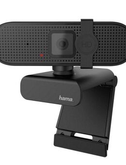 Hama PC Webcam für Laptop PC, Streaming, Chatten mit Mikrofon, Windows Mac Full HD-Webcam (Full HD, Plug & Play, verschließbare Linse, Standfuß, Stativgewinde, drehbar)