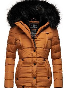 Marikoo Steppjacke Lotusblüte hochwertige Winter Jacke mit edler Kunstpelz Kapuze