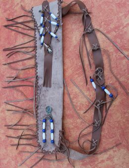 014 - Flötentasche Leder Neu-Länge ca.56/54 cm Farbe: NATUR/BRAUN - Schiltach