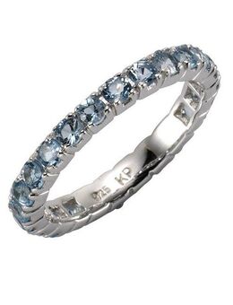 Zeeme Fingerring Silber 925 rhodiniert mit 24x Blautopas (beh)