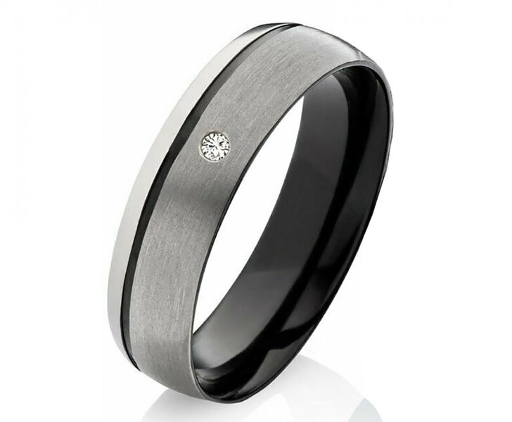 Damenring Titan MOR7 schwarz mit Stein - Aholming