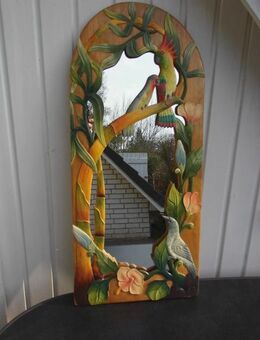 Holz Spiegel Blumen Vögel Kakadus Wandspiegel 35x78,5 cm Deko 49,- - Flensburg