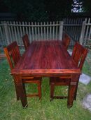 Esszimmertisch Set mit 1 Tisch 4 Stühle aus massiven Holz in 47166