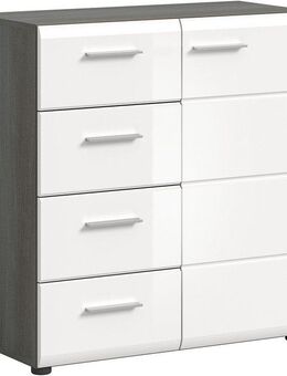 INOSIGN Kommode Rumba, Breite 75cm, in Rauchsilber Nachbildung/Weiß Hochglanz, Kommode, Sideboard, Schrank