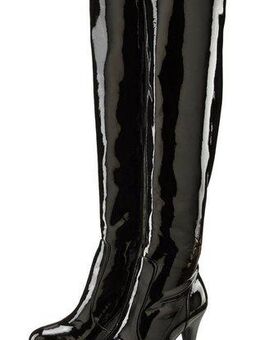 LASCANA Belle Affaire High-Heel-Stiefelette mit Plateau, Overkneestiefel in erotischer Lack-Optik