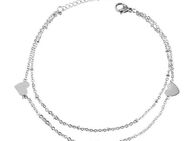 Adelia´s Fußkette Damen Fusskette / Fusskettchen Herz aus Edelstahl 24+5 cm