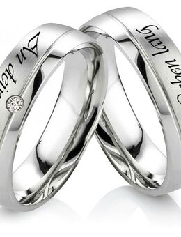 Edelstahlringe H0135 mit Zirkonia oder Diamant und Gravur - Aholming