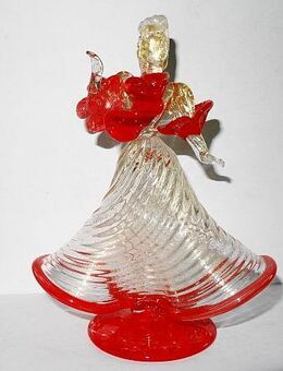 Murano Glas-Figur, Tänzerin, Mädchen, Venetian Glass Figurine, mit Gold-Einschmelzungen - Königsbach-Stein