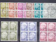 Briefmarken BRD Anfangsjahre 1948-1954. Heuss Viererblocks gestempelt. - Bocholt