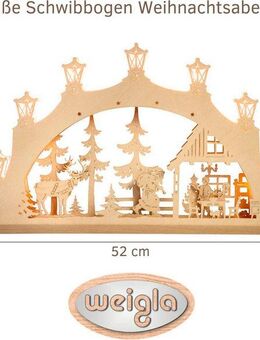 Weigla Schwibbogen Weihnachtsabend, Lichterbogen aus Holz, NATUR, Made in Germany (1-tlg), Erzgebirge garantiert, Weihnachtsdeko Innen, Weihnachtsbeleuchtung