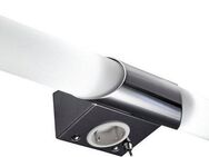 B.K.Licht Spiegelleuchte Mithra, Leuchtmittel wechselbar, Warmweiß, LED, Wandlampe, Badezimmer, Metall, Glas, E14, mit Steckdose