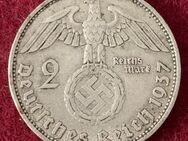 2 Reichsmark Paul von Hindenburg 1937 und 1938, Silber 625/1000 - Bad Waldsee