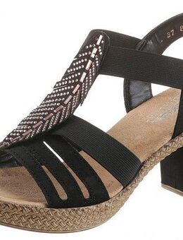 Rieker Sandalette, Sommerschuh, Sandale, Plateauabsatz, mit Strass-Steinchen verziert