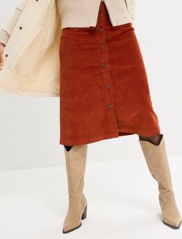 bonprix Cordrock mit durchgehender Knopfleiste, Taschen vorn und hinten, A-Linien-Form