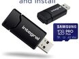 Speicherkartenleser integral MicroSD Laufwerk, USB 3.0 Typ A, Samsung PROPlus MicroSDXC 128GB mit einer Datenübertragung von bis zu 160MB/s, inklusive SD Adapter in 90763