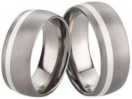 Breite Titanringe mit Silber T071 mit gratis Gravur - Aholming