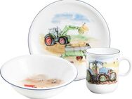 Seltmann Weiden Kindergeschirr-Set Compact Mein Traktor (3-tlg), 1 Personen, Porzellan, Teller, Schüssel, Becher, Made in Germany, 3 Teile, für 1 Person