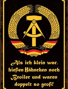 Lustiges Blechschild Hähnchen hießen Broiler DDR Ostalogie 20x30 cm - München