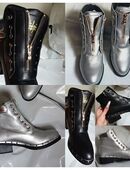 Gr. 38, schicke Boots / Stiefeletten, silber mit NIETEN ( Sergio Todzi ) in 63486