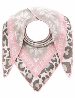 Zwillingsherz Dreieckstuch "Blumen & Leo", Eyecatcher Tuch, Mustermix: Leomuster und Blumen, Feinstrick, wärmend