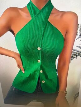 Halterneck-Top, Elegantes rückenfreies Halter-Slim-Top Grün Gr. S(36) neu - Augsburg