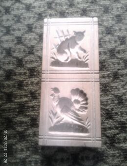 Springerle Modell 2 Motive um 1860 besonders seltene Motivwahl  Auerhahn ,Katze  Kirschbaum 6x 14x1,7 cm Provenienz Gauss Bäckerei Bretten - Sternenfels